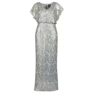 NWT Adrianna Papell silver sequin blouson gown
